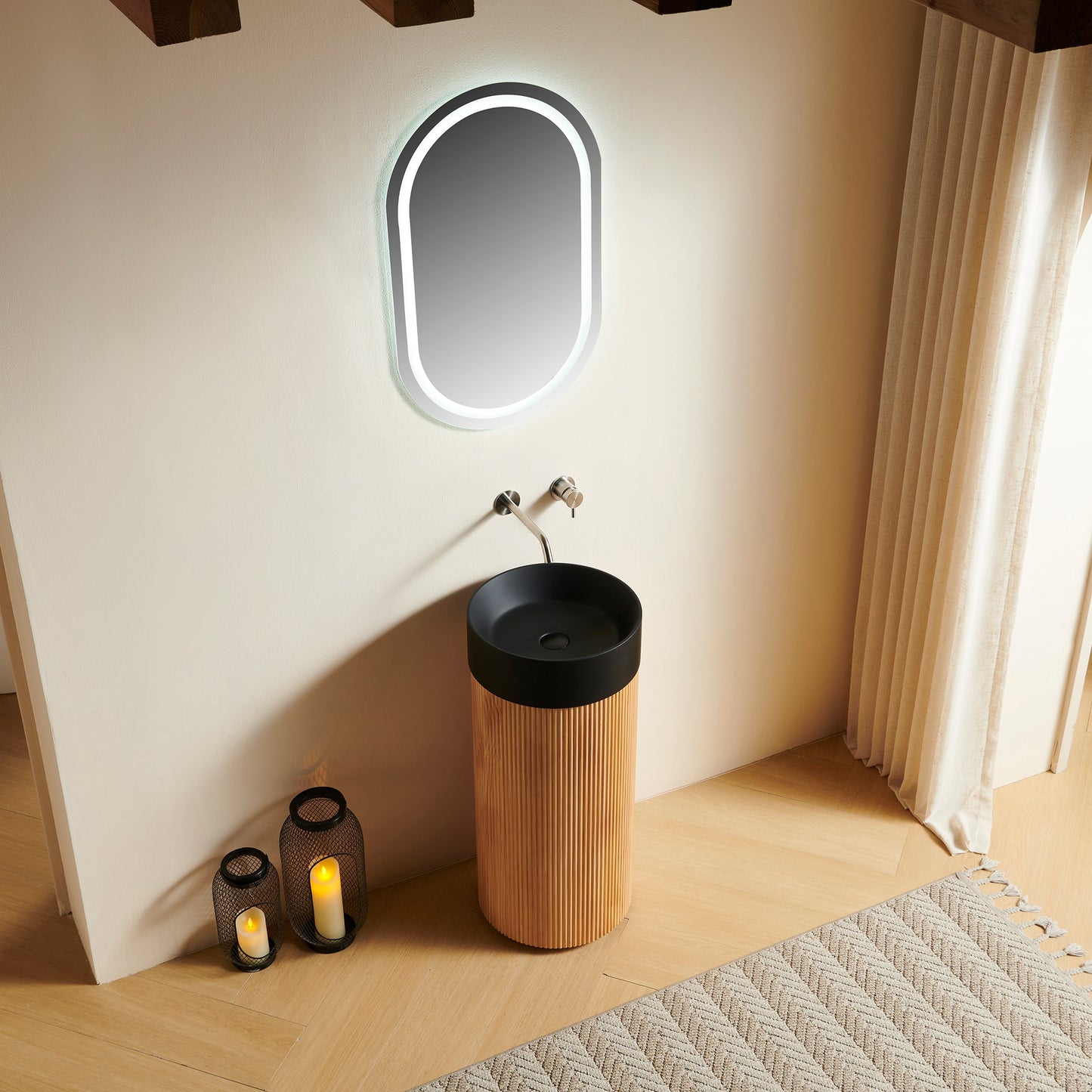 JINBO 16'' Bathroom Round Solid Surface Basin Without Faucet Hole