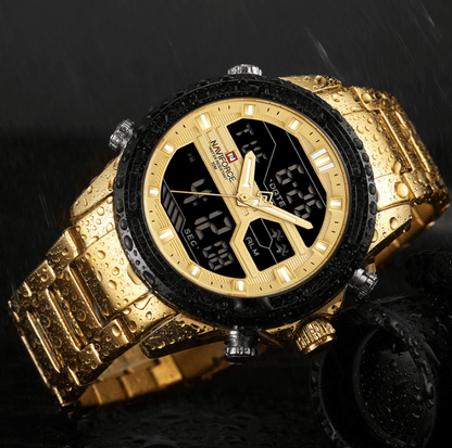 Mens Wrist Watch, Waterproof Analog Digital Watches Multifunction Stainless Steel Business Watches For Man Perfect Gift