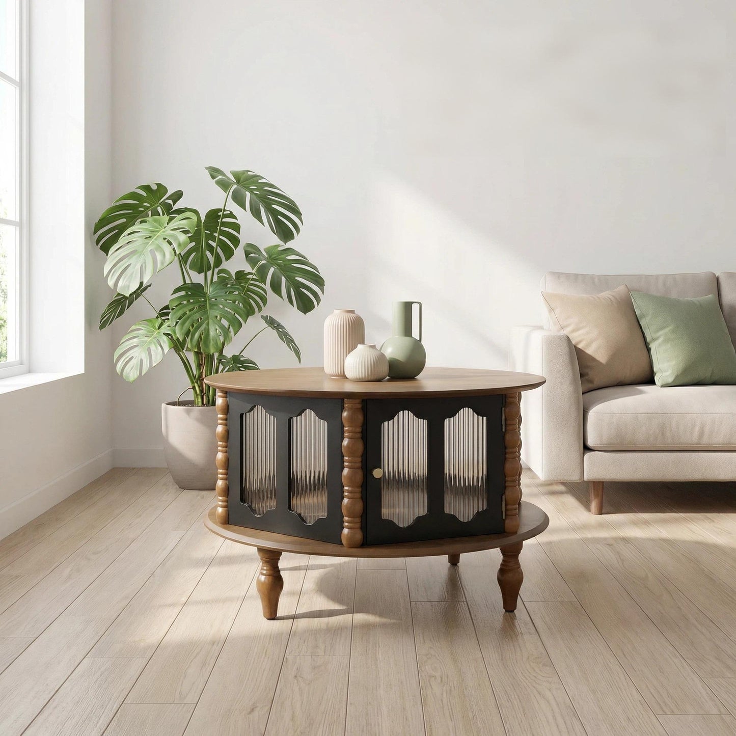 Round 3 Door Storage Coffee Table For Living Room