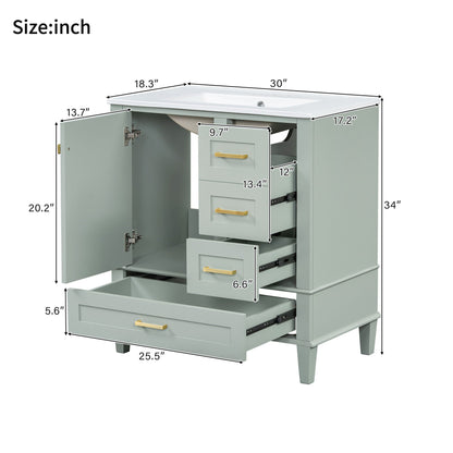 Bathroom Vanity, Modern Bathroom Cabinet With Sink Combo Set, Bathroom Storage Cabinet With A Soft Closing Door And 3 Drawers, Solid Wood Frame