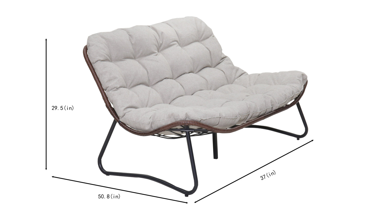 Patio Loveseat Sofa with Luxury Thick Cushion