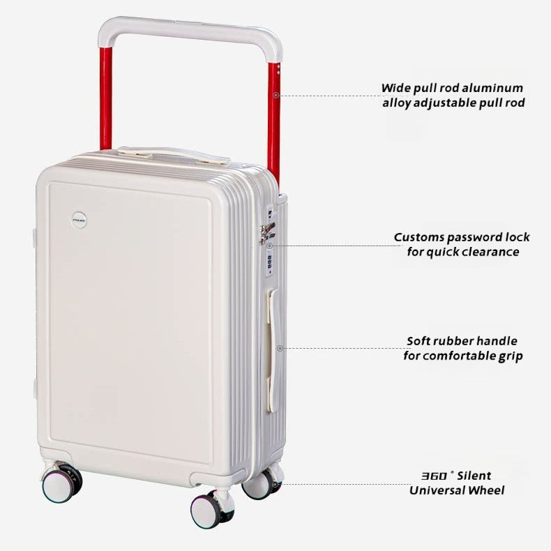 Wide Pull Rod Design Luggage Compartment, Front Open Lid, Stylish Large Capacity Luggage With Foldable Cup Holder And USB Interface
