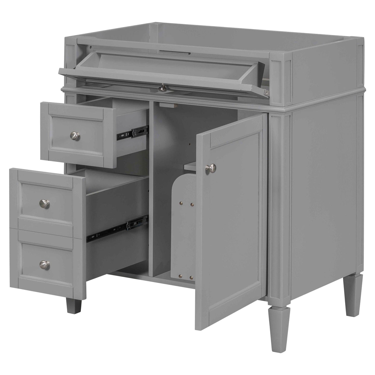 Bathroom Vanity With 2 Drawers And Tip-Out Drawer, Storage Cabinet