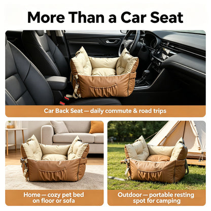 Waterproof Dog Car Seat Bed 2 In 1 Convertible Pet Travel Carrier Safety Booster Seat With Storage Pocket Washable Anti Slip Puppy Car Bed For Small Medium Dogs Reversible 2 Sided Design