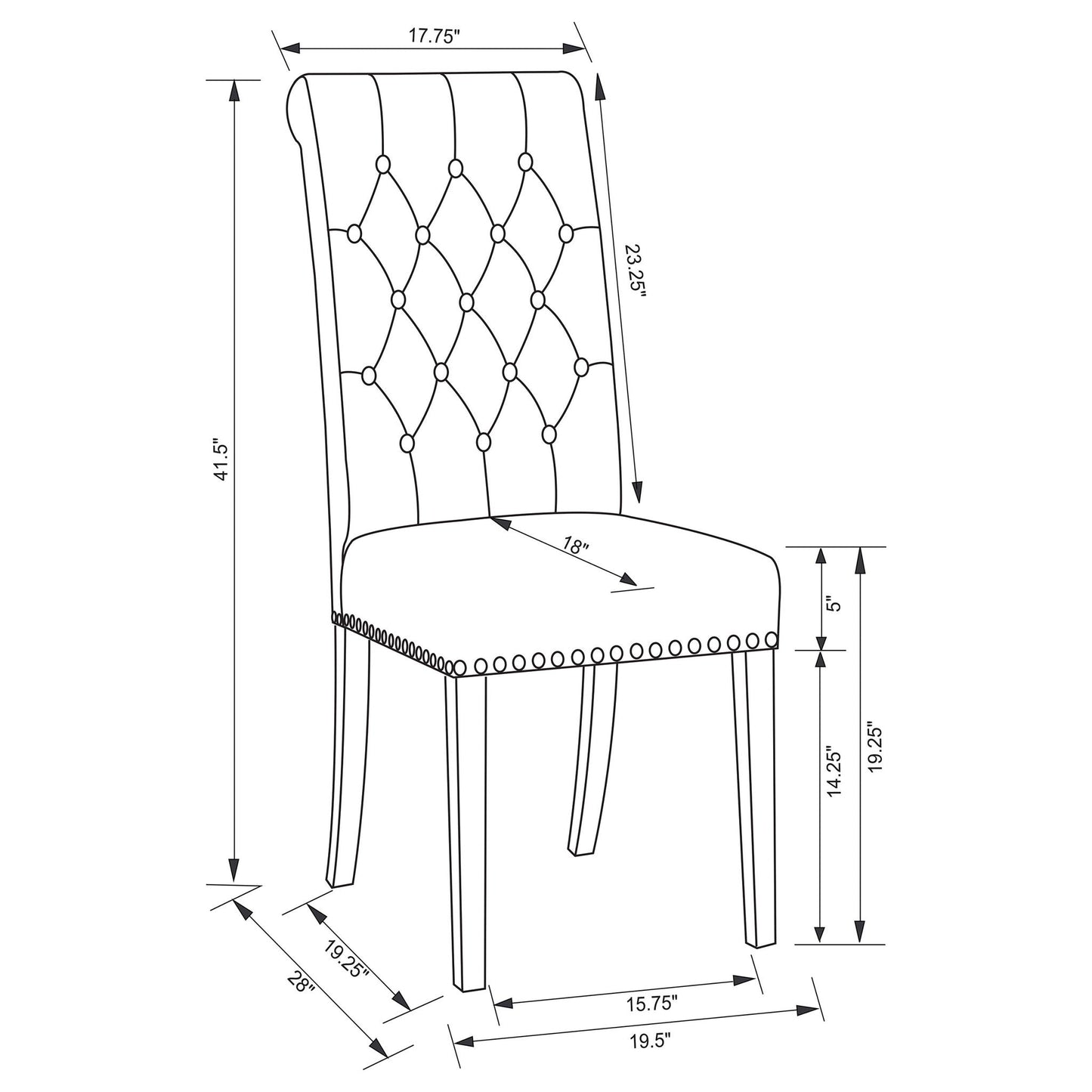 Tufted Rolled Backrest Side Chairs (Set of 2)