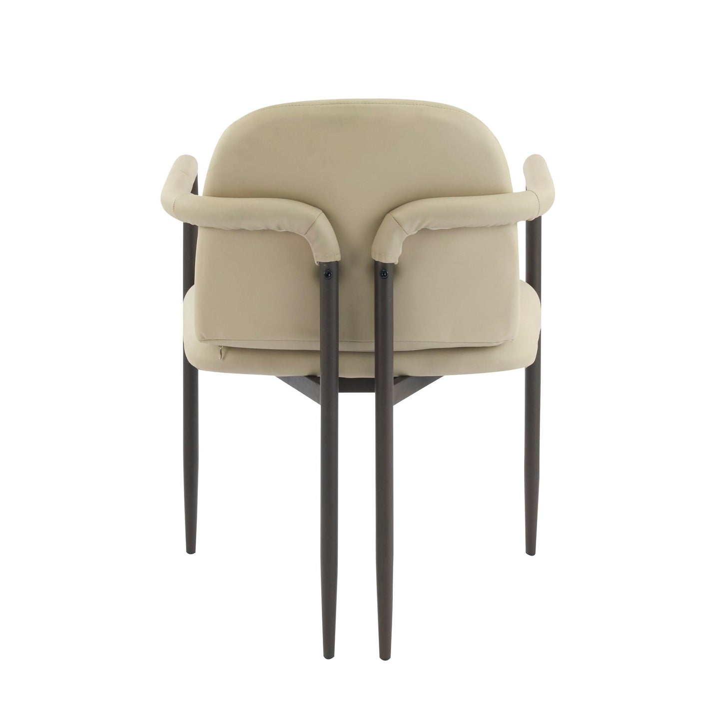 Modern Dining Chair Set of 2 with Iron Frame - Espresso / Khaki