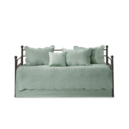6 Piece Reversible Scalloped Edge Daybed Cover Set - Seafoam