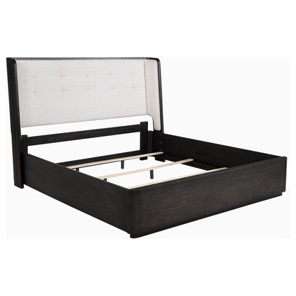 Leandro 55-inch California King Wingback Bed Burnished Black