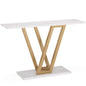Console Table With Top With V Leg Frame For Hallway, Living Room - White / Gold
