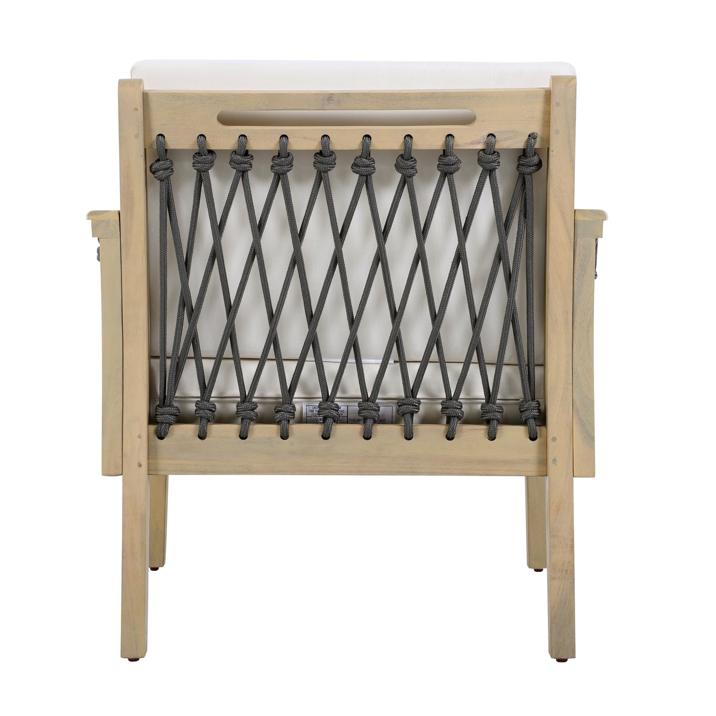 Outdoor Acacia Wood Club Chair with Handwoven Rope, Light Teak Finish
