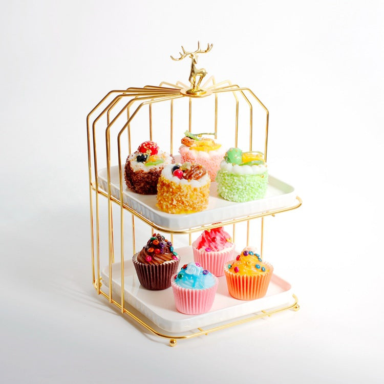 Ceramic Gold Plated Ceramic Dessert Tray Table Display Rack