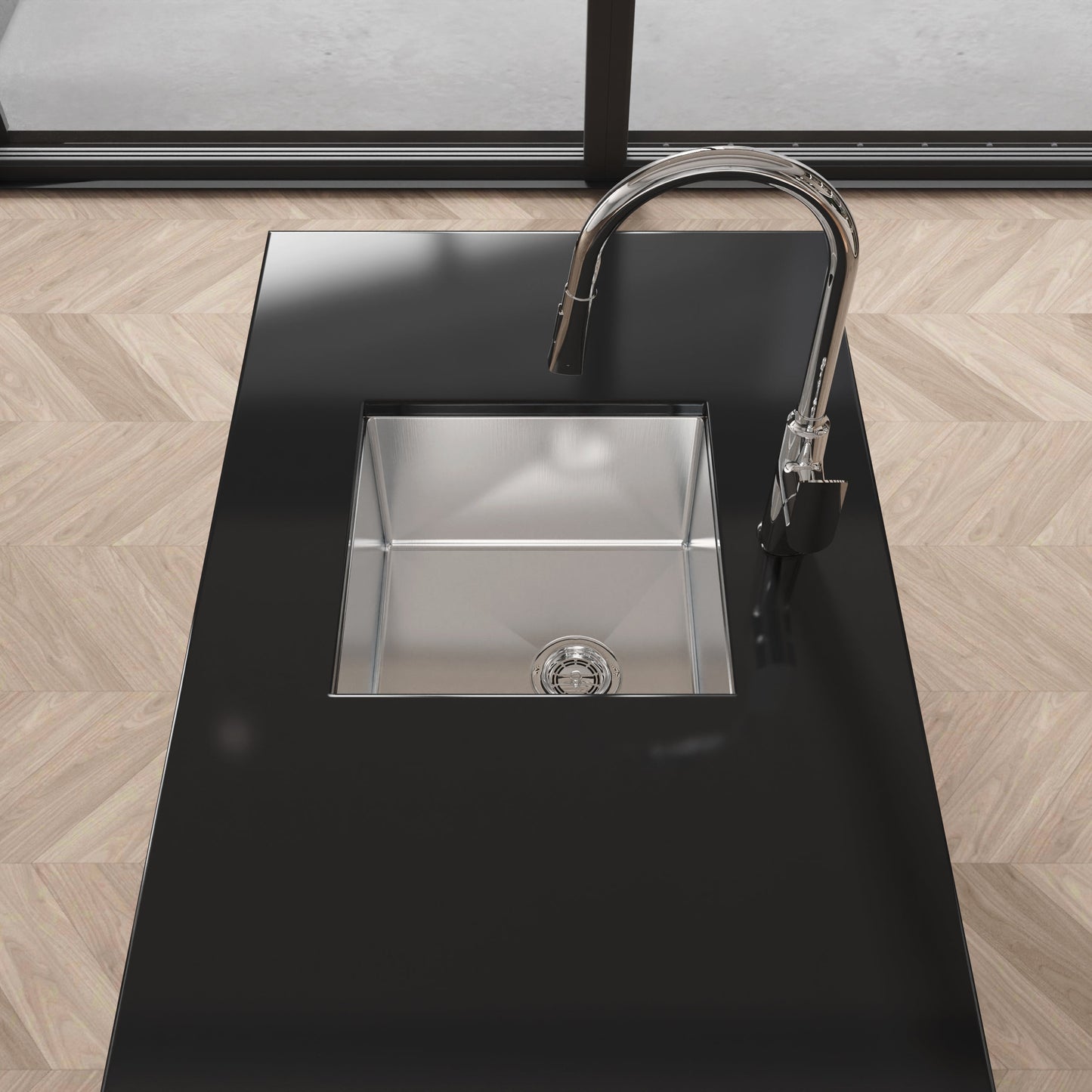 Stainless Steel Kitchen Sink, 18"x18" Single Bowl Undermount