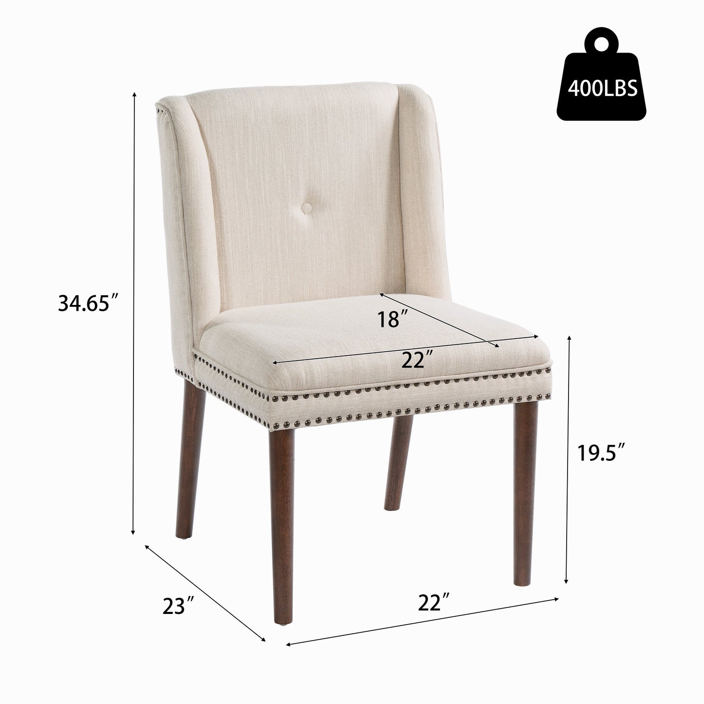 Light Luxury Rivet Upholstered Dining Chair Set of 2