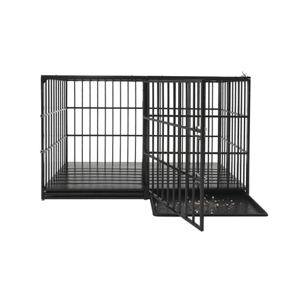 Extra Large Heavy Duty Dog Crate With Removable Pans For Dogs - Black