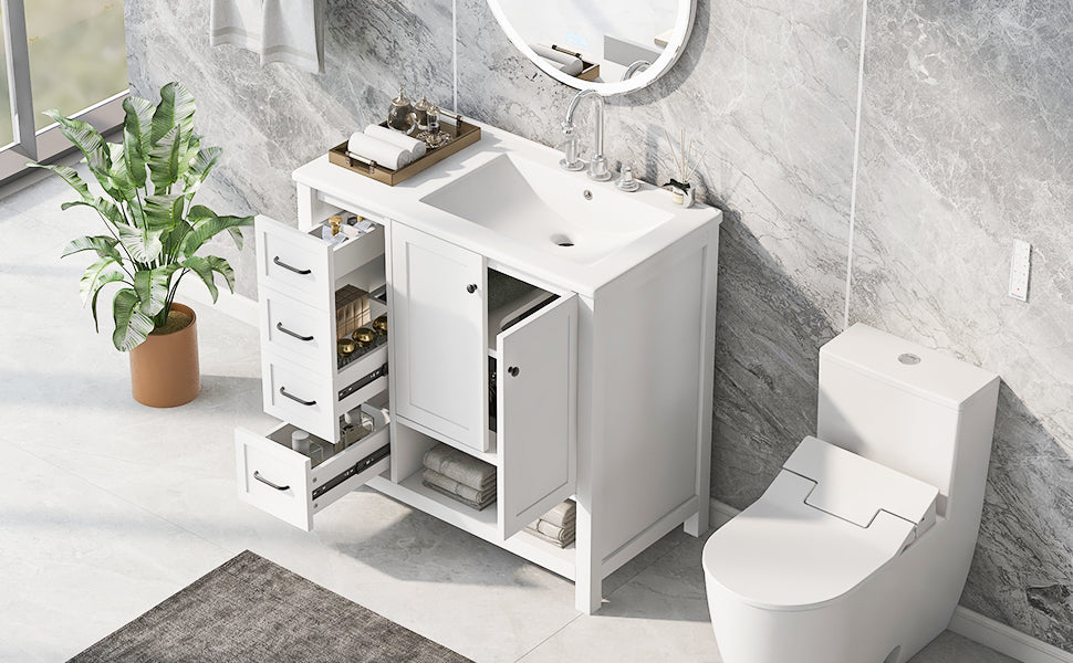 36" Bathroom Vanity with Sink Top and Storage Cabinet