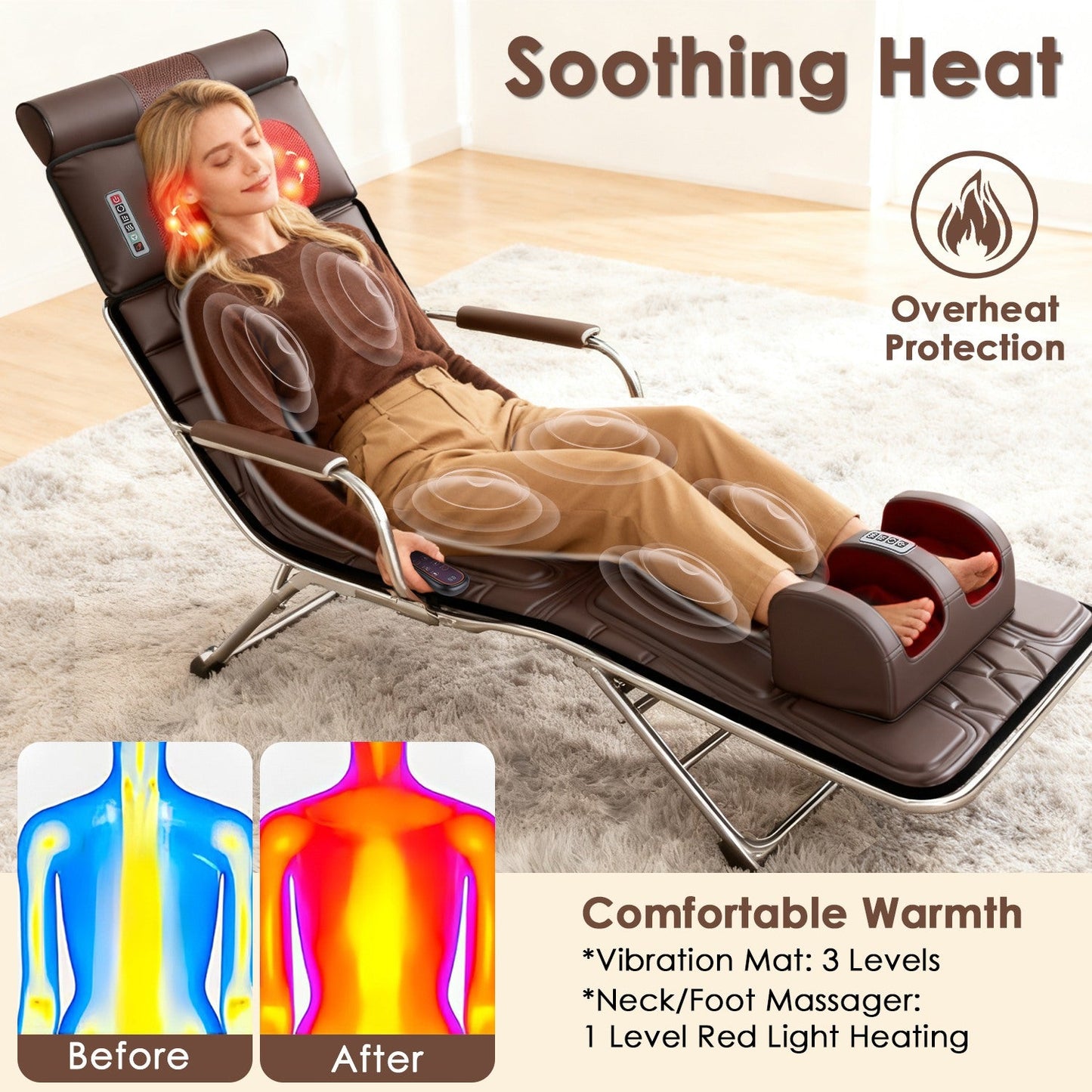 Full Body Massage Mat with Heat and Shiatsu Neck & Foot Massager