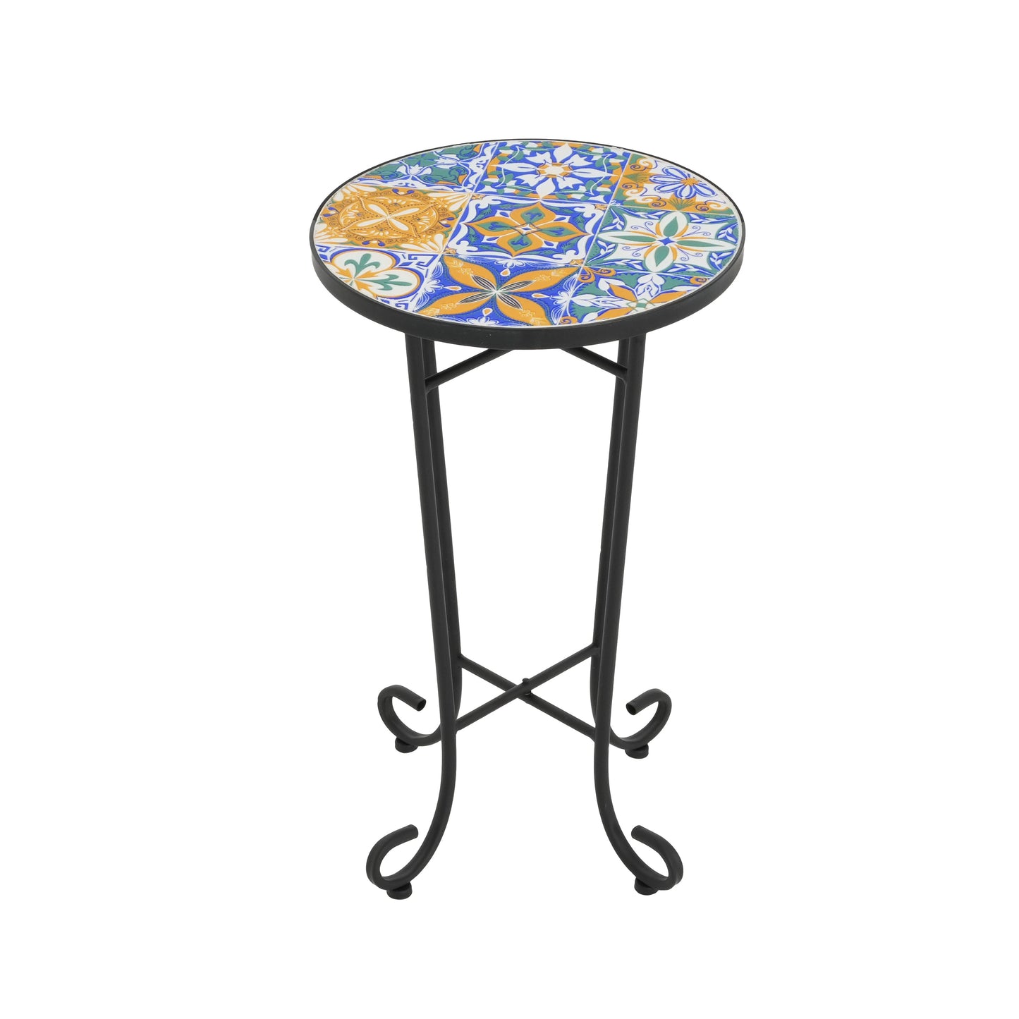 Patio Side Table, Colorful + Black