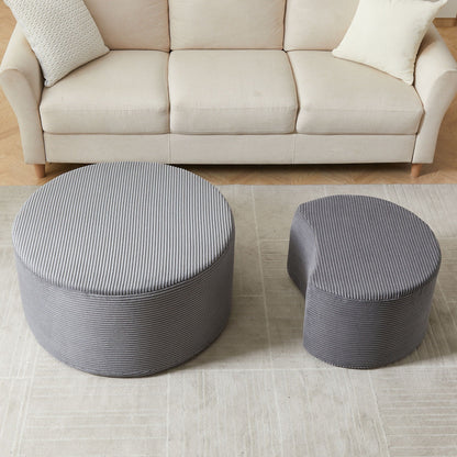 Modern Upholstered Round Coffee Table For Living Room (Set of 2)