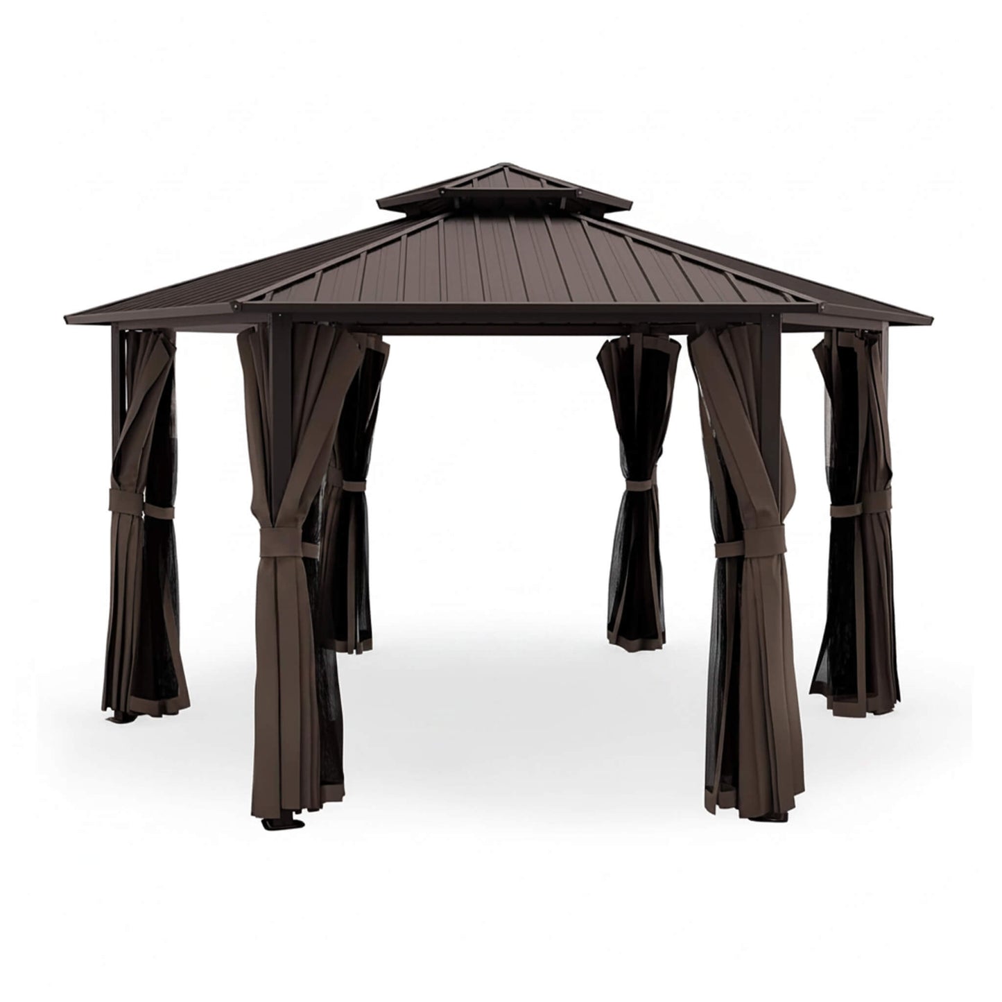 [13X15FT] Alora Hardtop Hexagonal Gazebo With Curtains And Netting [No Furniture] (SAK60713)