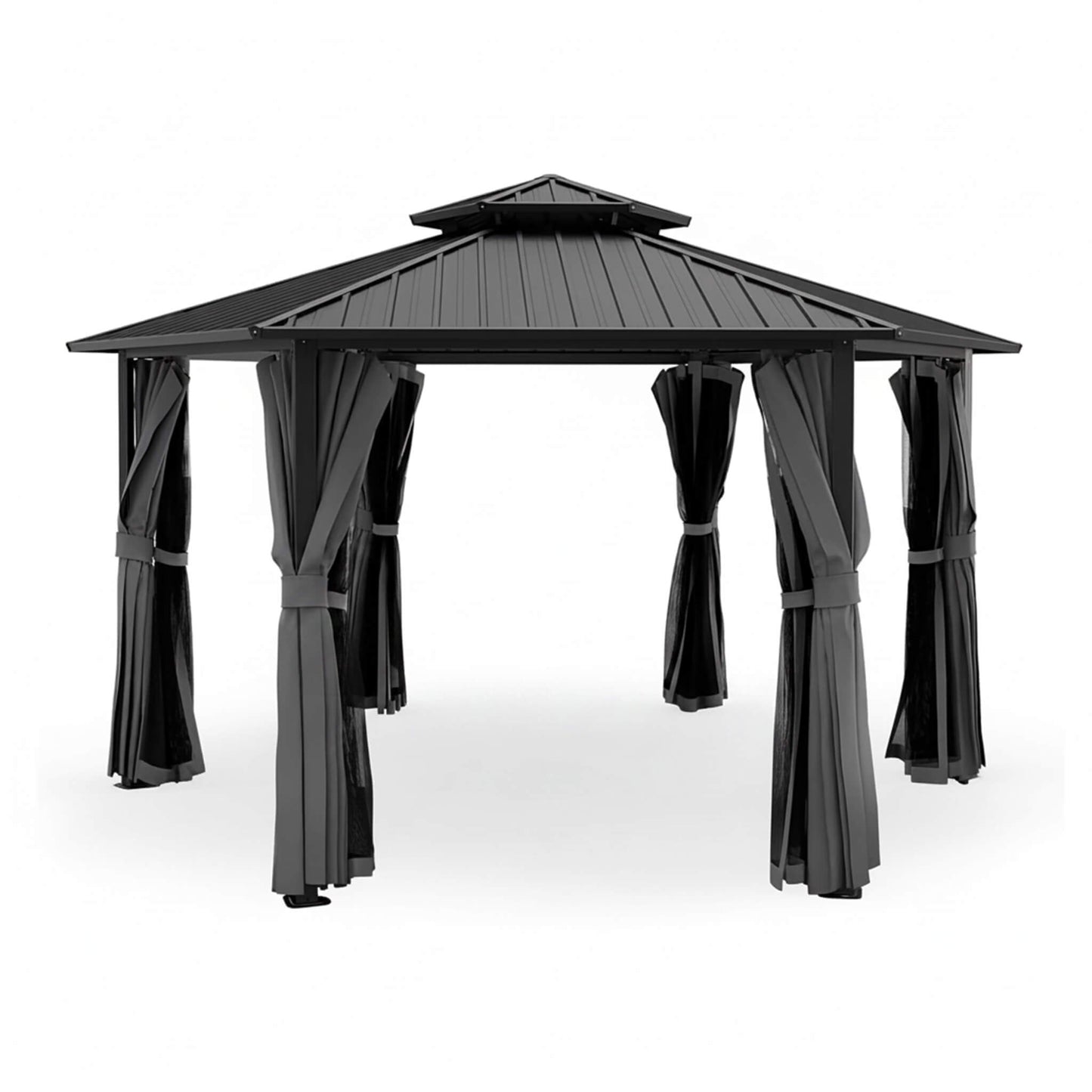[13X15FT] Alora Hardtop Hexagonal Gazebo With Curtains And Netting [No Furniture] (SAK60713)