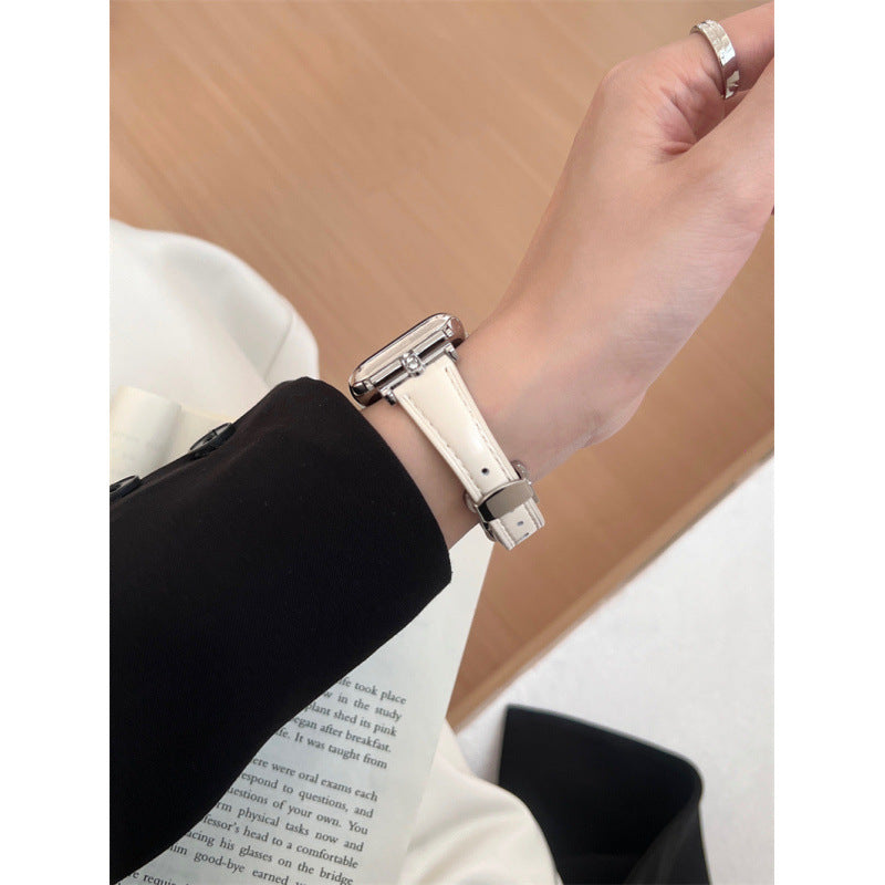 Diamond-embellished Leather Watch Strap