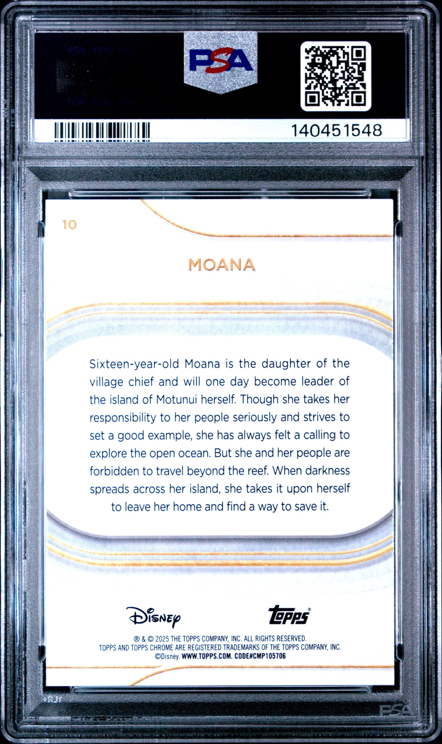 Graded 2025 Topps Chrome Disney Moana #10 Mini Diamonds Trading Card PSA 10 Gem Mint