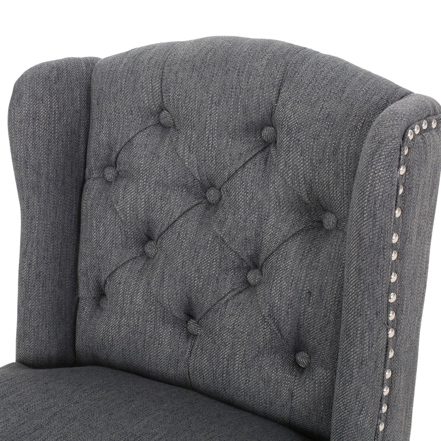 Vienna Fabric Tufted Counter Stool With Nailhead Accents (Set of 2)