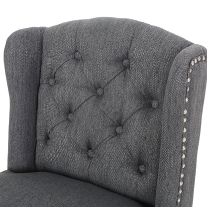 Vienna Fabric Tufted Counter Stool With Nailhead Accents (Set of 2)