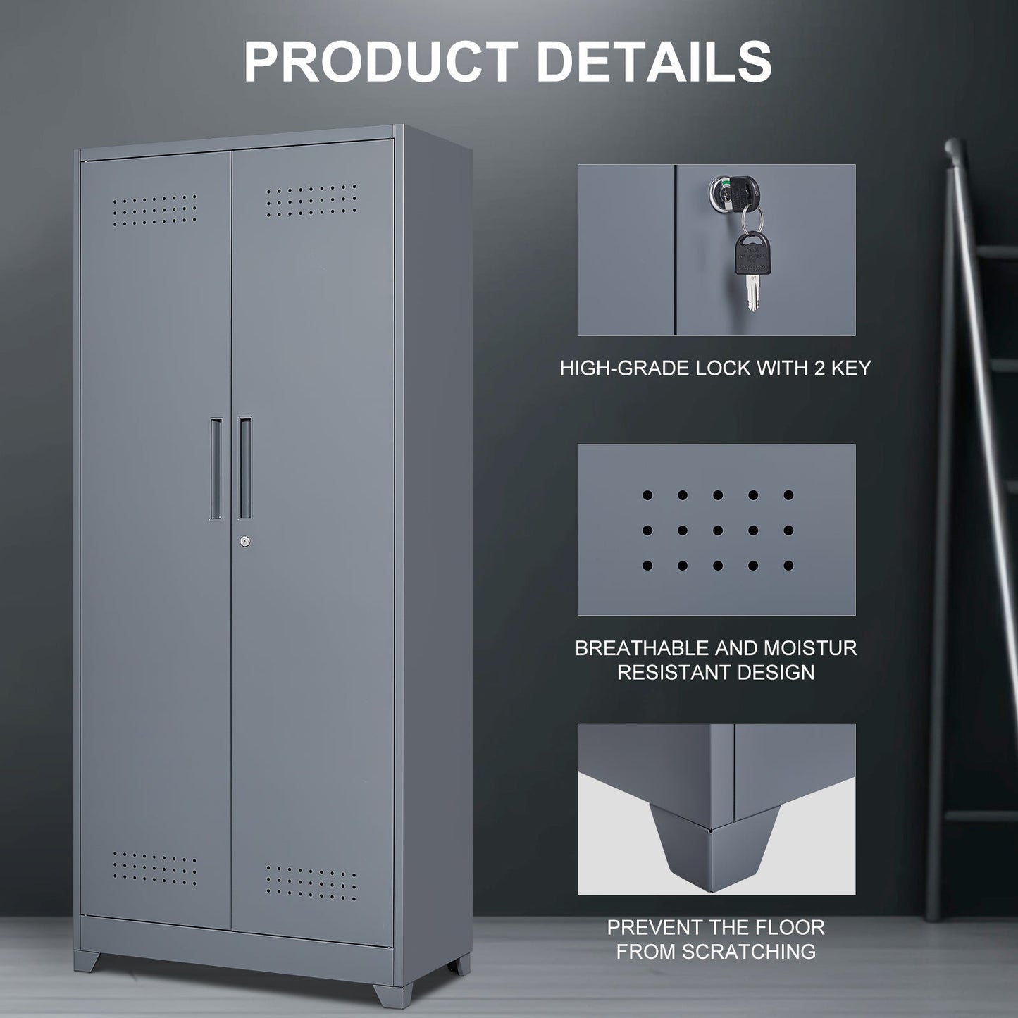 Gray And Metal Storage Cabinet