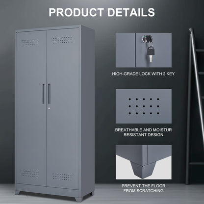Gray And Metal Storage Cabinet