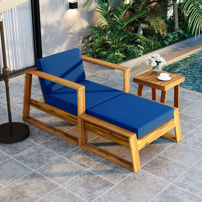 U_STYLE Acacia Wood Outdoor Lounge Set - Chair and Ottoman