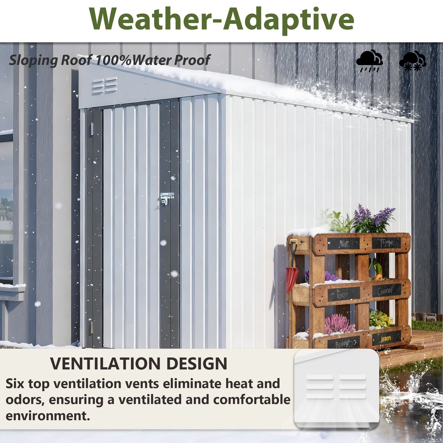 White 4' x 7' Lean-To Storage Shed