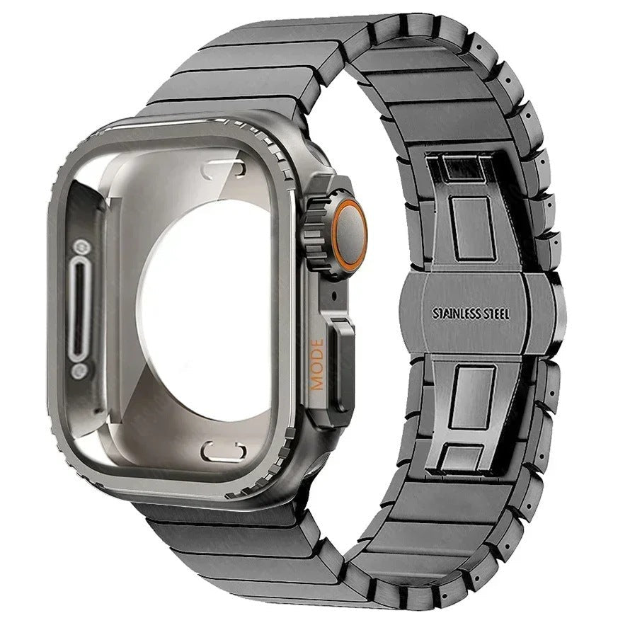 One-piece Butterfly-clasp Stainless Steel Metal Watch Strap