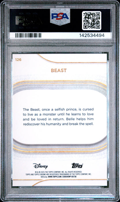 Graded 2025 Topps Chrome Disney Beast #126 Beauty and the Beast Trading Card PSA 10 Gem Mint