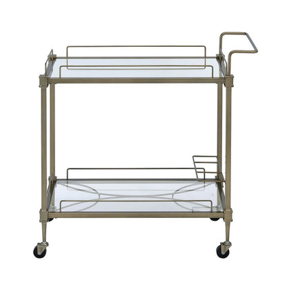 Aditya - Serving Cart - Mirrored & Antique Brass
