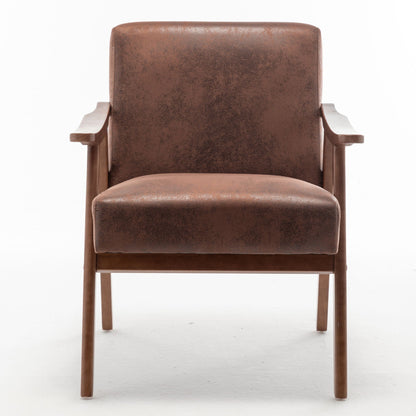 Mid Century Modern Accent Chair With Solid Wood Frame And Extra Thick Backrest