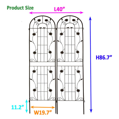2 Pack Metal Garden Trellis 86.7" x 19.7" Rustproof Trellis for Climbing Plants