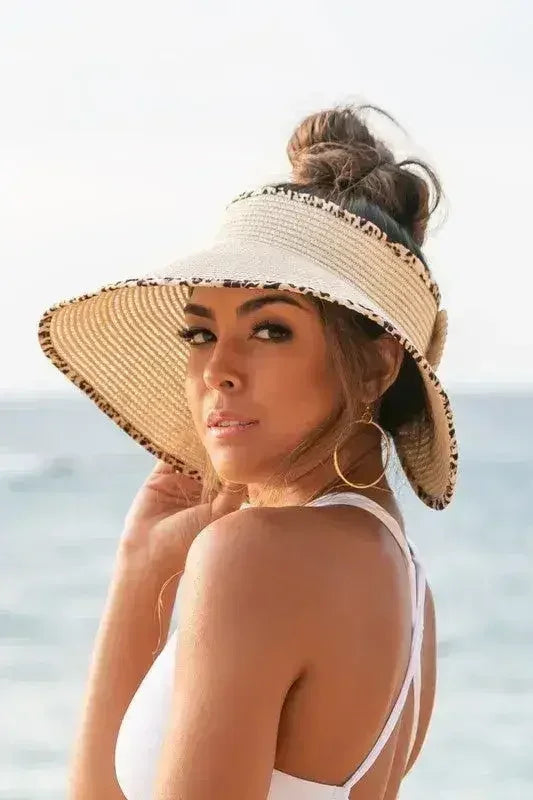 Leopard Foldable Bow Visor – Packable Sun Protection with Fierce Style
