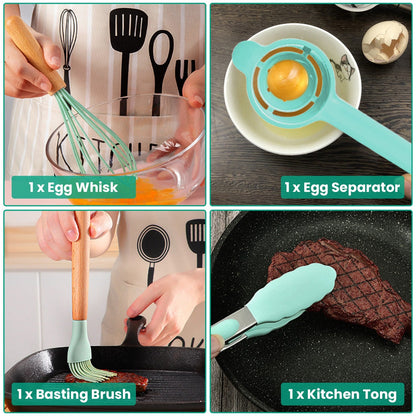 35Pcs Kitchen Cooking Utensils Set Spatula Set Baking Utensil Set Kitchen Accessories Necessities with Holder Egg Whisk Separator Tong Turner Spoons C