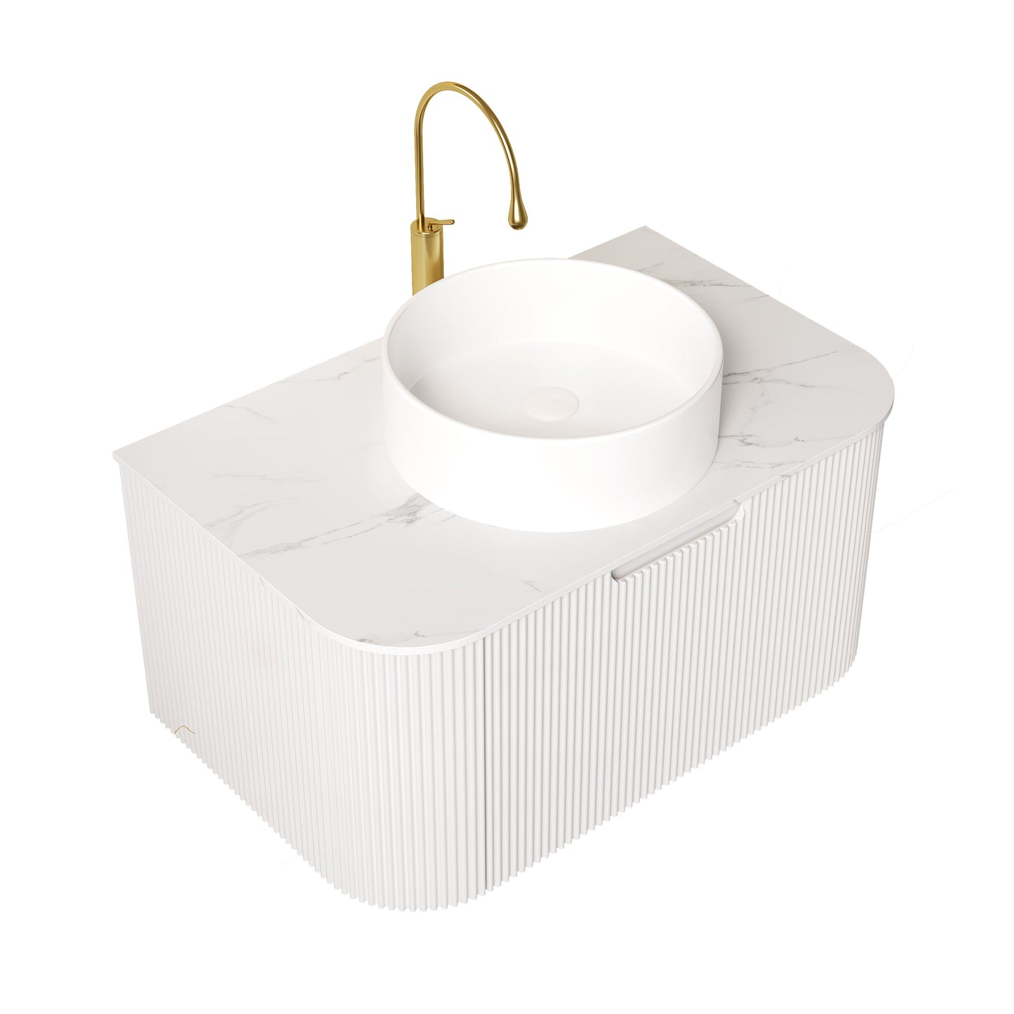 DINA 30" Bathroom Vanity & Sink with Floating Curved Edges and Striped Storage