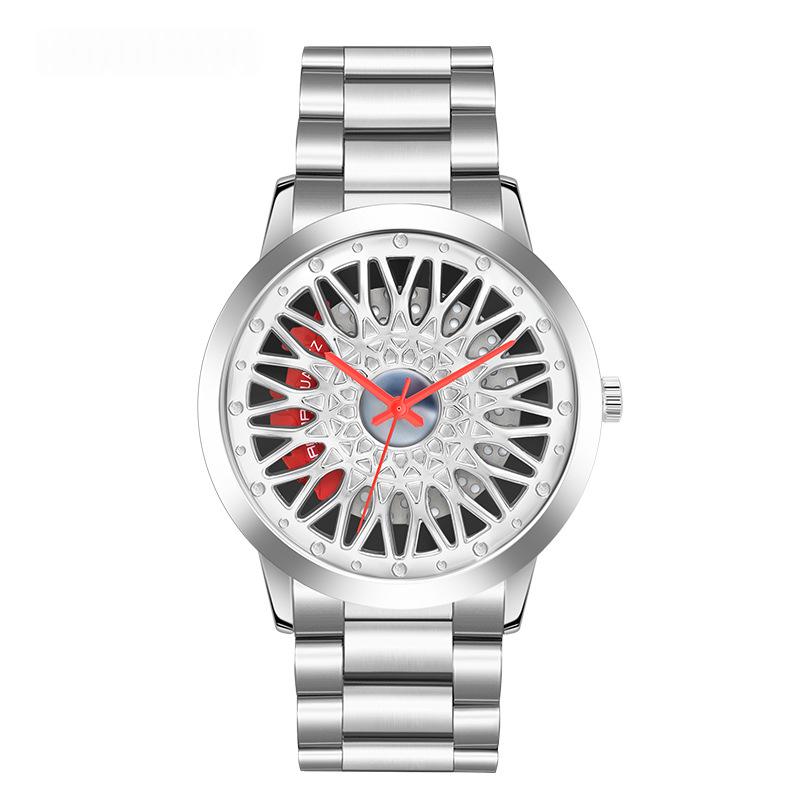 Hollowed-out Wheel Watch Waterproof Steel Band Business Style For Teenagers