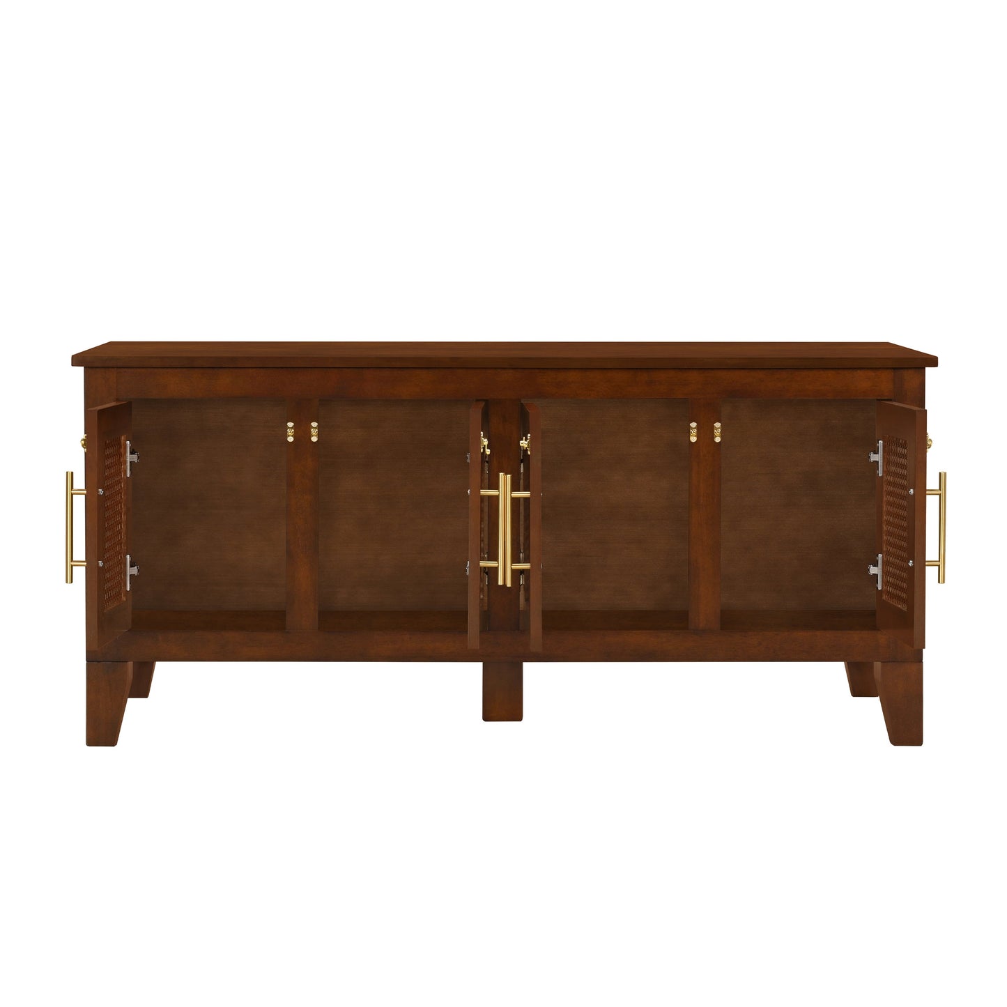 Lars Indoor Rattan Decorated Rubber Wood Dog Crate Cabinet Furniture