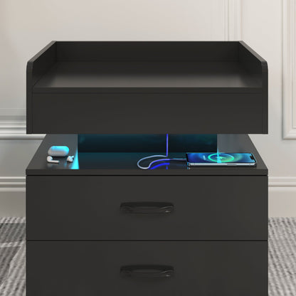1 Set Nightstand with Adjustable LED Strip Light