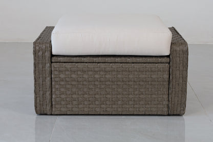 Luxury Rattan Patio Conversation Set – Includes 2 Swivel Chairs, Sofa, Coffee Table, And 2 Ottomans With Premium