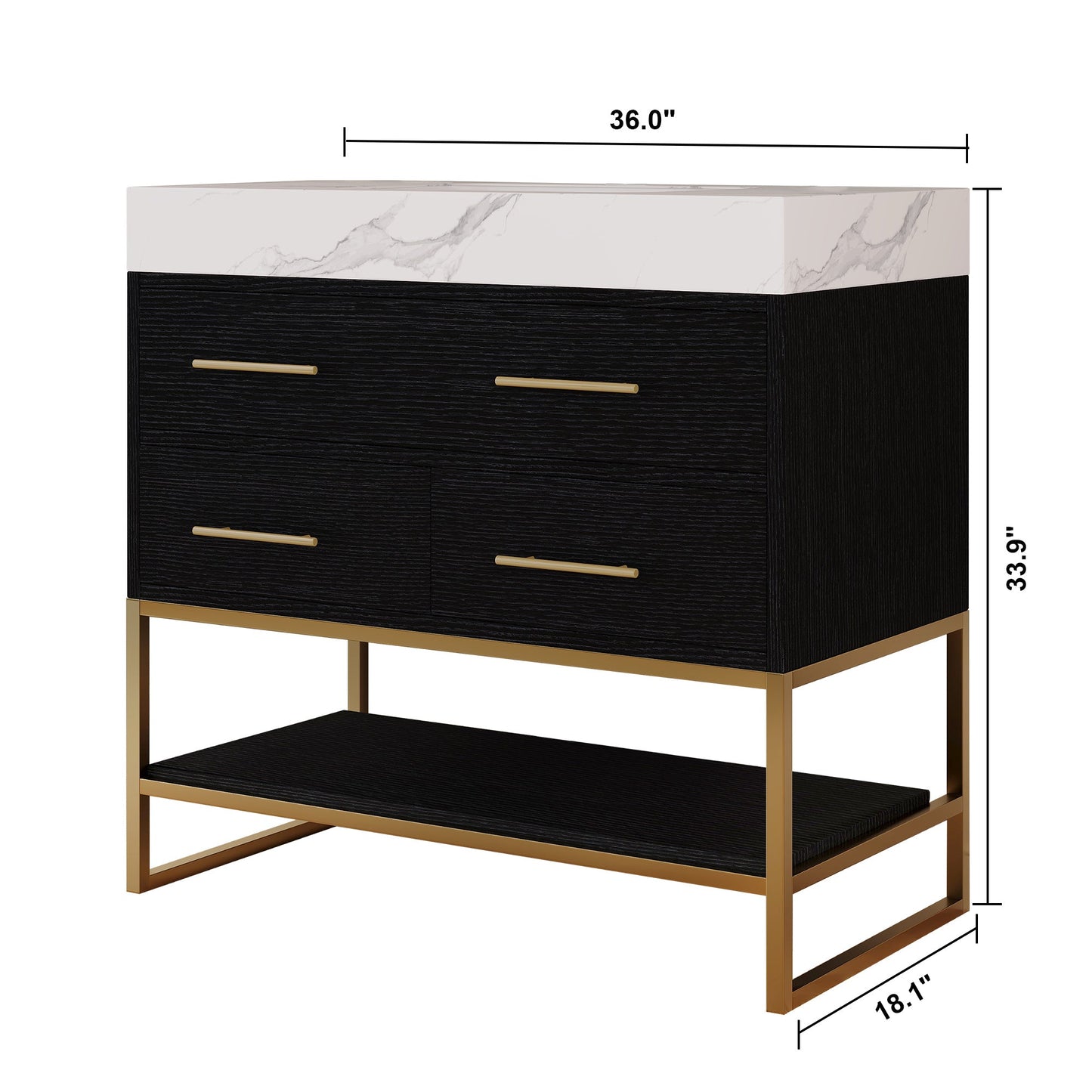 36" Artificial Stone Bathroom Vanity with Ceramic Sink