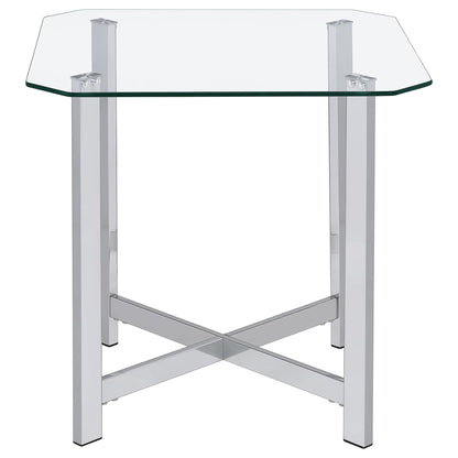 Cronin 2-piece Tempered Glass Top Coffee Table Set Chrome