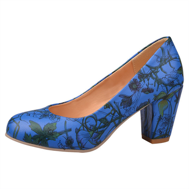 Shallow round head single shoes thick