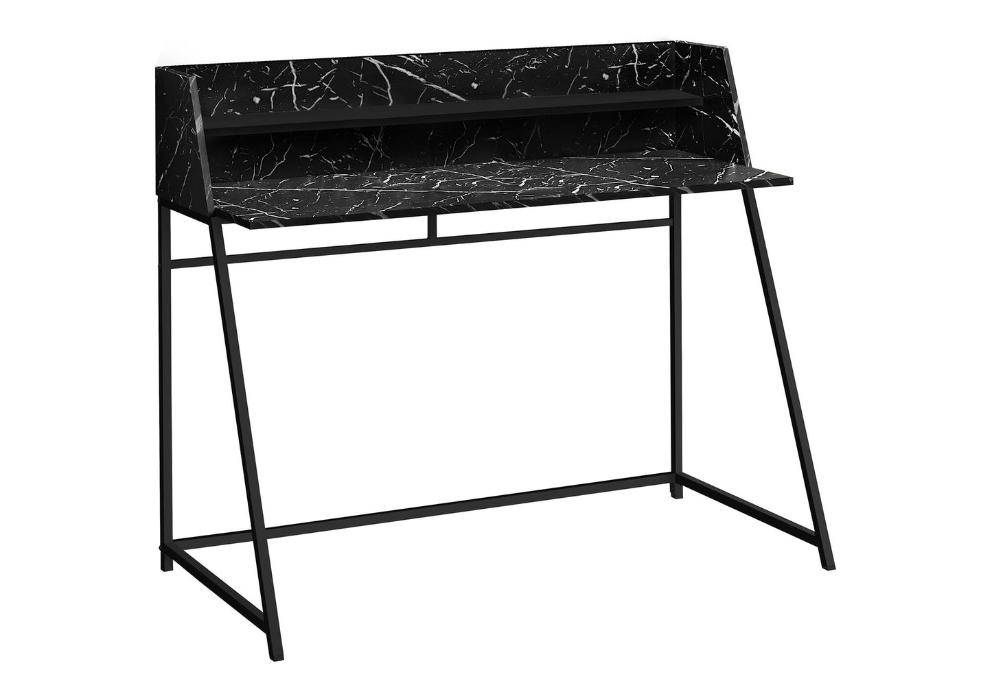 Computer Desk for Home Office with Marble Look and Storage Shelves