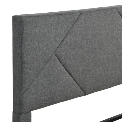 Upholstered Platform Bed Frame With Headboard, Wood Slat Support