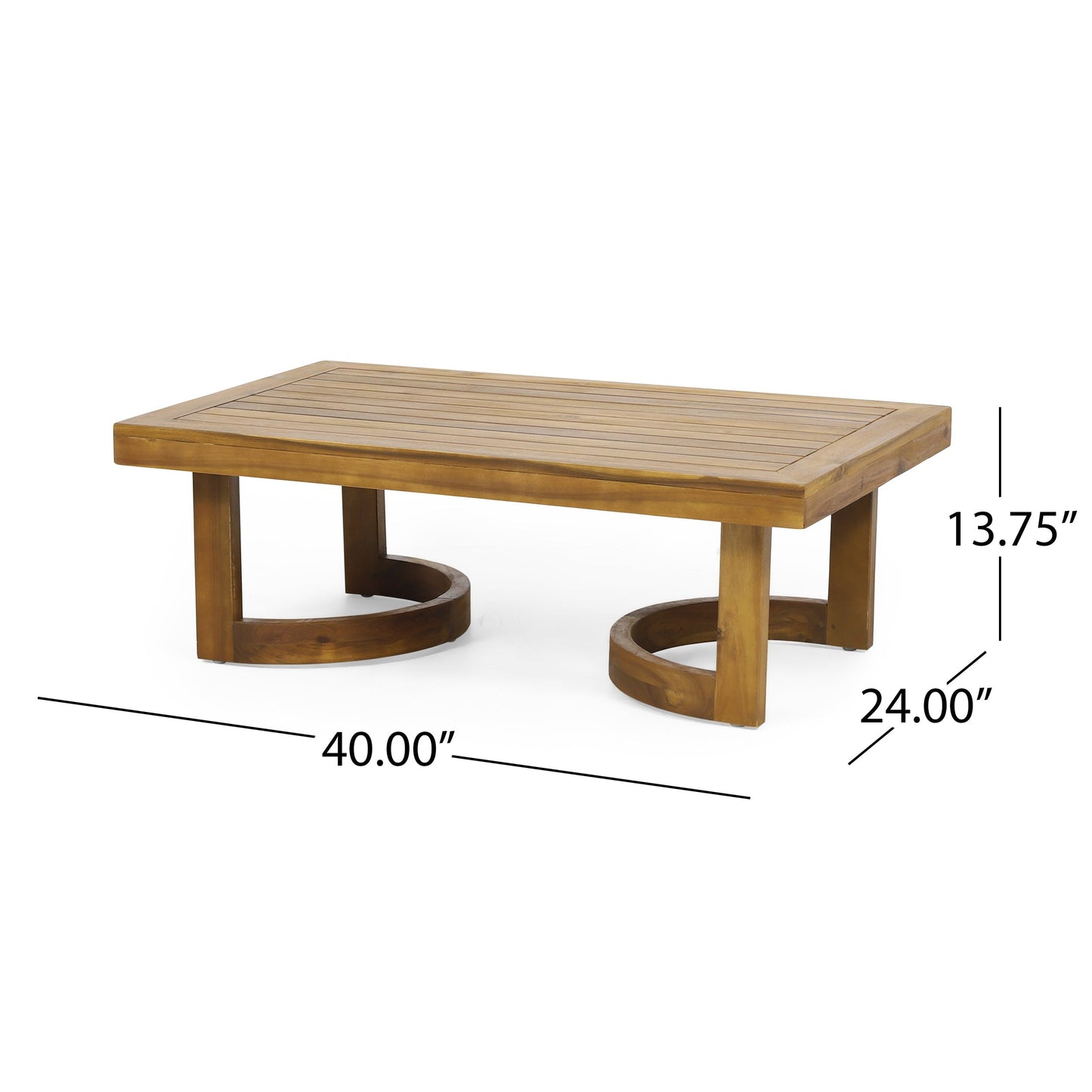 Outdoor Acacia Wood Loveseat and Coffee Table Set with Cushions